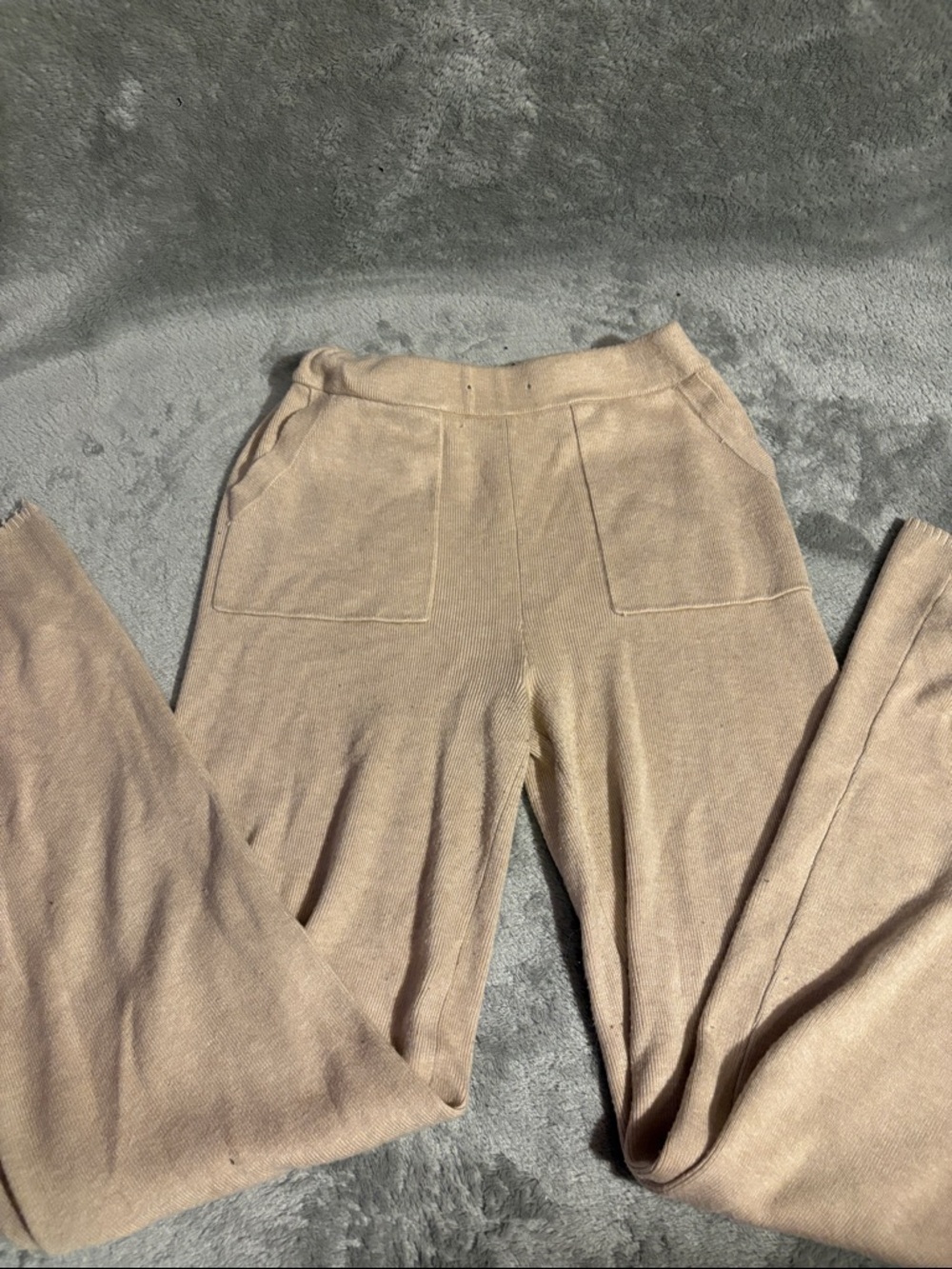 Women's Cozy Knit Flare Pants - Beige